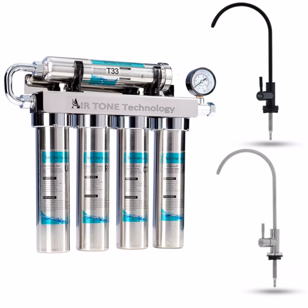 Filtru apă sub chiuvetă Air Tone Technology, inox – 5 etape, 0.01 microni, robinet inclus